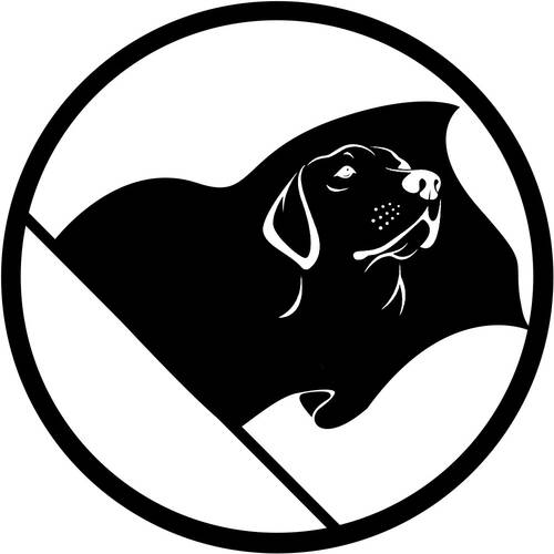 Drapeau anarchiste à tête de chien